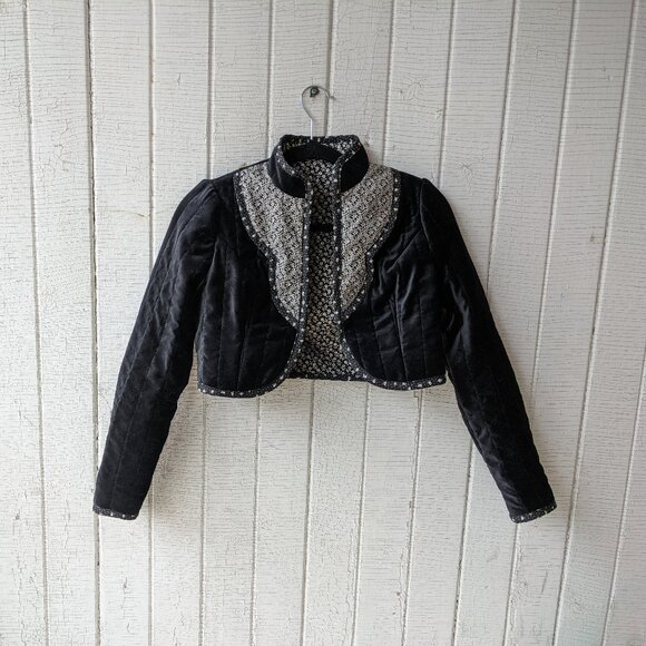 Quilted Velvet Reversible Gunne Sax Cottagecore Inspired Bolero - Picture 2 of 6